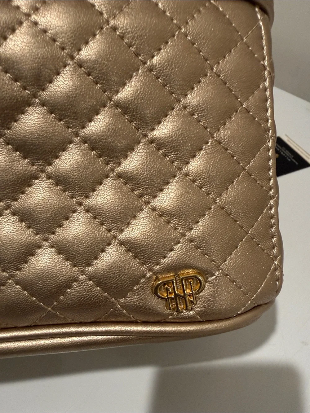 PurseN Quilted Metallic Taupe Cosmetic Case New with Tags